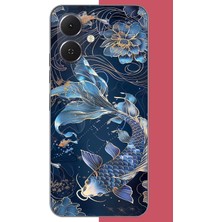 Aksesuarist Tecno Spark Go 2 Uyumlu Mavi Yüzen Balık Baskılı Silikon Kılıf