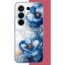 Aksesuarist Tecno Camon 50 Pro Uyumlu Mavi Çiçek 3 Baskılı Silikon Kılıf