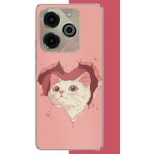 Aksesuarist Tecno Pova 6 Pro Uyumlu Boşluktaki Kedi Baskılı Silikon Kılıf