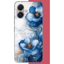 Aksesuarist Tecno Spark Go 2 Uyumlu Mavi Çiçek 3 Baskılı Silikon Kılıf