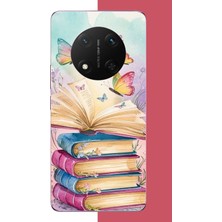 Aksesuarist Honor X9C Uyumlu Kelebekli Kitaplar Baskılı Silikon Kılıf