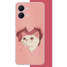 Aksesuarist Tecno Spark Go 3 Uyumlu Boşluktaki Kedi Baskılı Silikon Kılıf