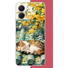Aksesuarist Tecno Spark Go 3 Uyumlu Çatıdaki Kedi Baskılı Silikon Kılıf