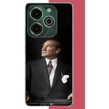 Aksesuarist Tecno Pova 6 Pro Uyumlu Kürsüden Bakan Atatürk Baskılı Silikon Kılıf