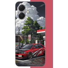 Aksesuarist Tecno Spark Go 2 Uyumlu Bulutların Altında Spor Otomobil Baskılı Silikon Kılıf