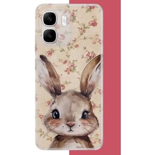 Aksesuarist Infinix Smart 10 Uyumlu Kahverengi Tavşan Baskılı Silikon Kılıf