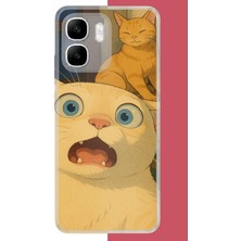 Aksesuarist Infinix Smart 10 Uyumlu Şaşkın Kedi Baskılı Silikon Kılıf