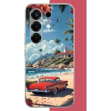 Aksesuarist Tecno Camon 50 Uyumlu Palm Sahil Baskılı Silikon Kılıf