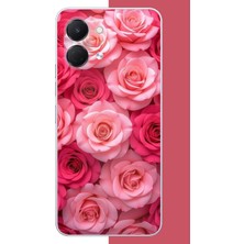Aksesuarist Tecno Spark Go 3 Uyumlu Pembe Gül Bahçesi Baskılı Silikon Kılıf