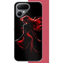 Aksesuarist Tecno Pova Curve 2 Uyumlu Kırmızı Elbiseli Kadın Baskılı Silikon Kılıf
