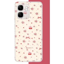 Aksesuarist Infinix Smart 10 Uyumlu Kırmızı Kalpli Pattern Baskılı Silikon Kılıf