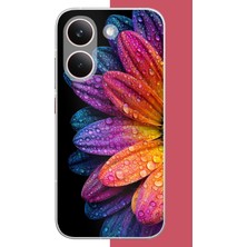 Aksesuarist Poco X8 Pro Uyumlu Gökkuşağı Papatyası Baskılı Silikon Kılıf