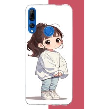 Aksesuarist Honor 9x Uyumlu Kawaii Beyaz Sweatshirt Kız Baskılı Silikon Kılıf