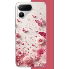 Aksesuarist Tecno Pova Curve 2 Uyumlu Pembe Kelebek Baskılı Silikon Kılıf