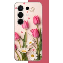 Aksesuarist Tecno Camon 50 Uyumlu Pembe Lale Baskılı Silikon Kılıf