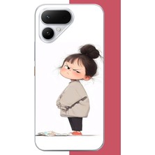 Aksesuarist Tecno Pova Curve 2 Uyumlu Kawaii Sinirli Kız Baskılı Silikon Kılıf