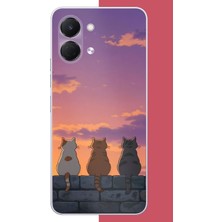 Aksesuarist Tecno Spark Go 3 Uyumlu Duvardaki Kediler Baskılı Silikon Kılıf