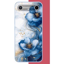 Aksesuarist Tecno Spark Slim 5g Uyumlu Mavi Çiçek 3 Baskılı Silikon Kılıf