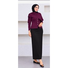 Cng Moda Scuba Kumaş Beli Lastikli Kalem Etek