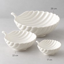Be Original Pera Oyster 3’lü Kase Seti | Porselen Istiridye Formlu Servis Kaseleri | 17 Cm, 22 Cm, 26 cm