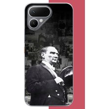 Aksesuarist Tecno Pova Curve 2 Uyumlu Şapka ile Selamlayan Atatürk Baskılı Silikon Kılıf