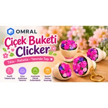 Omral Çiçek Buketi Clicker Anahtarlık – Çiçek Tasarımlı Fidget Stres Oyuncağı ve Çanta Süsü