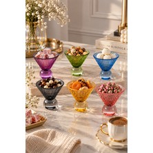 Yzhome 6 Lı Renkli Cam Ayaklı Kahve Yanı Lokumluk Ikramlık Sunumluk Kase 7*6cm