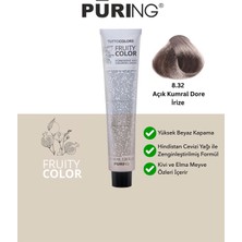 PURING Fruity Color Meyve Asitli Profesyonel Krem Saç Boyası 100ML - 8.32 Açık Kumral Dore Irize
