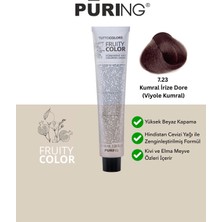PURING Fruity Color Meyve Asitli Profesyonel Krem Saç Boyası 100ML - 7.23 Kumral Irize Dore (Viyole Kumral)