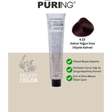 PURING Fruity Color Meyve Asitli Profesyonel Krem Saç Boyası 100ML - 4.23 Kahve Yoğun Irize (Viyole Kahve)