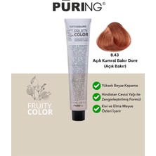 PURING Fruity Color Meyve Asitli Profesyonel Krem Saç Boyası 100ML - 8.43 Açık Kumral Bakır Dore (Açık Bakır)