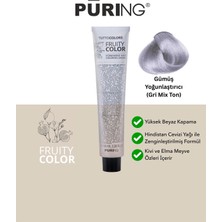 PURING Fruity Color Meyve Asitli Profesyonel Krem Saç Boyası 100ML - Gümüş Yoğunlaştırıcı (Gri Mix Ton)