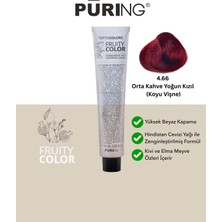 PURING Fruity Color Meyve Asitli Profesyonel Krem Saç Boyası 100ML - 4.66 Orta Kahve Yoğun Kızıl (Koyu Vişne)