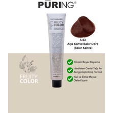 PURING Fruity Color Meyve Asitli Profesyonel Krem Saç Boyası 100ML - 5.43 Açık Kahve Bakır Dore (Bakır Kahve)