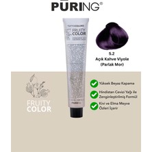 PURING Fruity Color Meyve Asitli Profesyonel Krem Saç Boyası 100ML - 5.2 Açık Kahve Viyole (Parlak Mor)