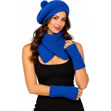 Uretti - Emine 9106 1737 Kadın El Örgüsü Bere Boyunluk Eldiven Takımı 3'lü Kışlık Akrilik Set