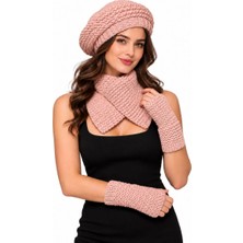 Uretti - Emine 9106 1737 Kadın El Örgüsü Bere Boyunluk Eldiven Takımı 3'lü Kışlık Akrilik Set
