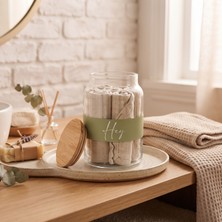 Rakle Bambu Kapaklı Cam Kavanoz - Şeffaf / Yeşil - 890 ml