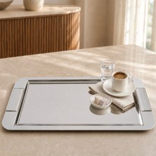 Enza Elegance Çelik Tepsi - Gümüş - 47 cm