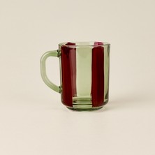 Rakle Çizgili Kupa - Yeşil / Bordo - 250 ml