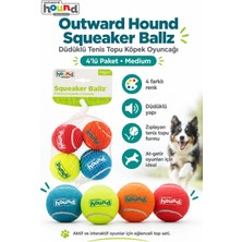 Outward Hound Squeaker Ballz Düdüklü Tenis Topu Köpek Oyuncağı 4'Lü Medium - Düdüklü At Getir Topu
