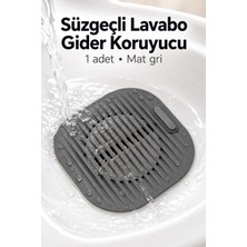 Evgereçlerim Süzgeçli Silikon Mutfak Lavabo Gider Tutucu Koruyucu Mat Gri 11,5 cm