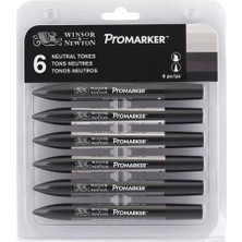 Winsor & Newton W&N Promarker 6'lı Neutral Tones Kalem Seti Yüksek Performanslı Alkol Bazlı Kalıcı Mürekkep 0290024