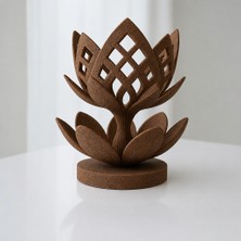 Brf Store Isoprıme Lotus Çiçeği Mumluk – 3D Baskı Dekoratif Tealight Mumluk-Kahverengi