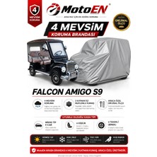 Motoen Falcon Amigo S9 Elektrikli Araba Brandası Gri 4 Teker Motor Branda Su Geçirmez Dört Mevsim Uv Iki Katmanlı Dış Ortam Örtü