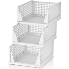 Brf Store Isoprıme Mithra Life 3lü Kayar Raf Organizer Dolap Içi Kıyafet Aksesuar Düzenleyici Beyaz 45X35 cm M