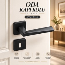 Nzb Oda Kapı Kolu Kare Rozetli Mat Siyah Sürgülü ve Çelik Kapı Kulpu Uyumlu Sağ Sol Uygun Kolları