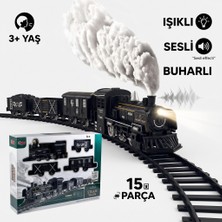 Vardem Klasik Buharlı Lokomotif Tren Seti - Işıklı, Sesli ve Buharlı Dev Set (15 Parça)