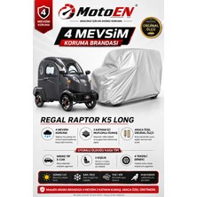 Motoen Regal Raptor K5 Long Elektrikli Araba Brandası Gri Oto Branda Su Geçirmez Dört Mevsim Uv Iki Katmanlı Dış Ortam Örtü