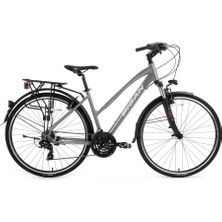Bisan TRX8200 City 28 Jant 21VITES 45CM Kadro Bayan Şehir Bisikleti Açık Metalik Gri / Beyaz Pembe